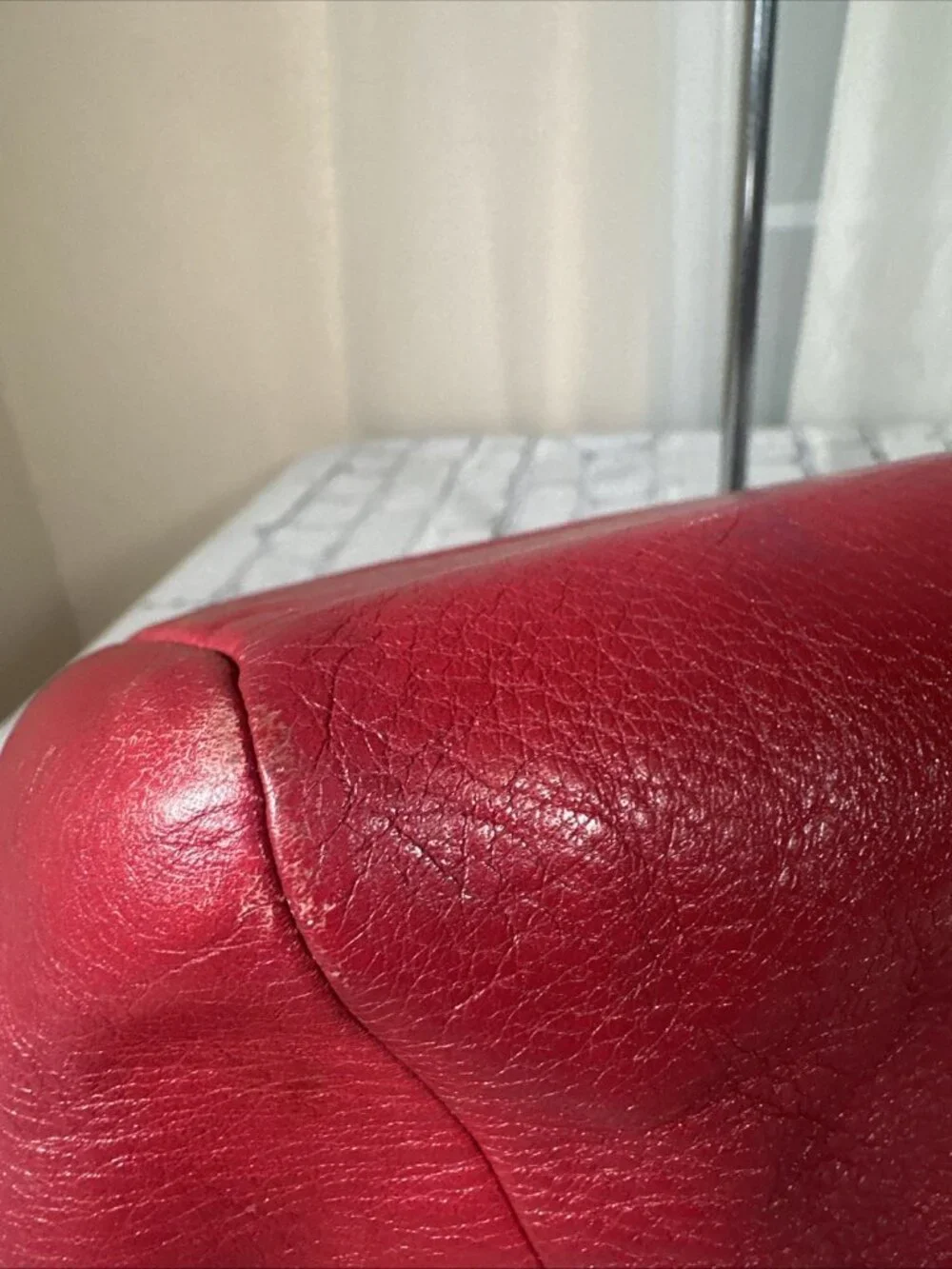 Coach Kelsey Pebbled Leather Red Satchel Crossbody Bag Purse